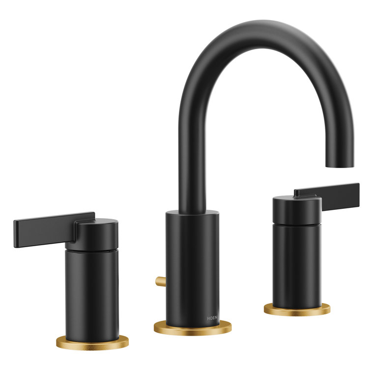 Contemporary Matte Black 16" Widespread Bathroom Faucet in Chrome
