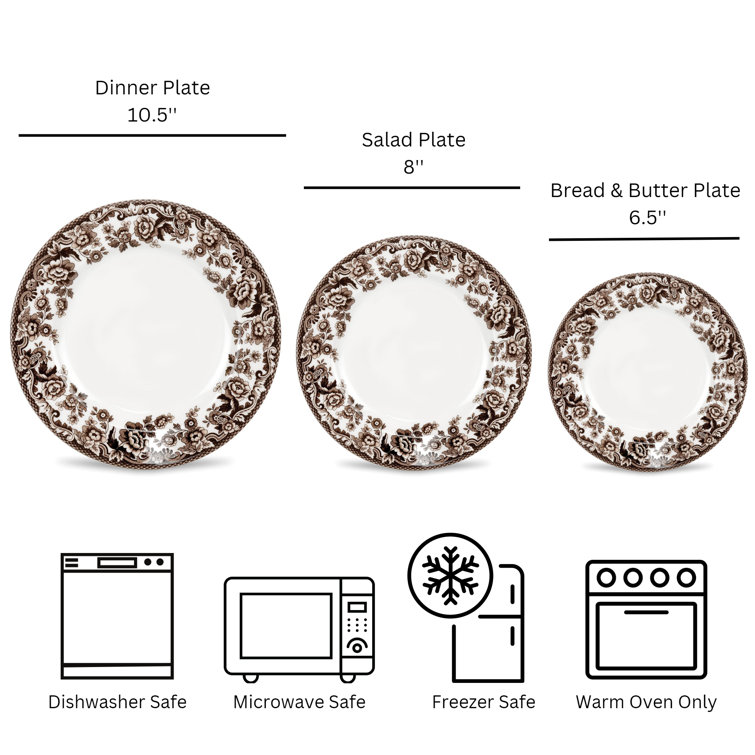 Delamere 6.5 Inch Brown Porcelain Bread and Butter Plates Set