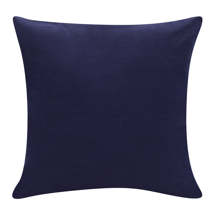 Blue and Multicolor Cotton Embroidered Square Throw Pillow
