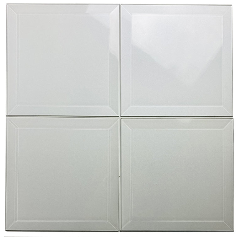 Frosted Elegance 8x8 Glossy White Glass Wall Tile