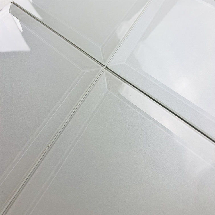 Frosted Elegance 8x8 Glossy White Glass Wall Tile