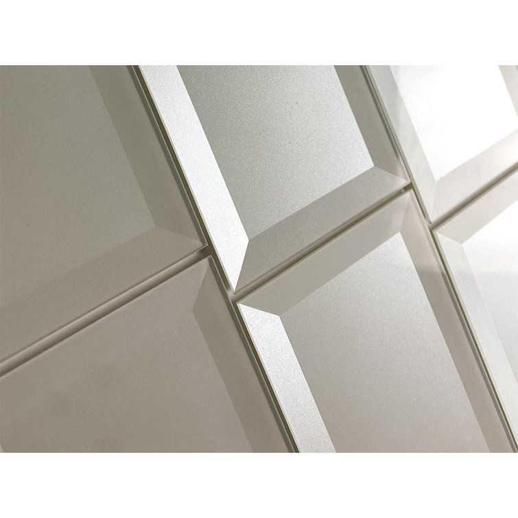 Metallic White Beveled Glass Subway Tile for Kitchen & Bathroom Walls