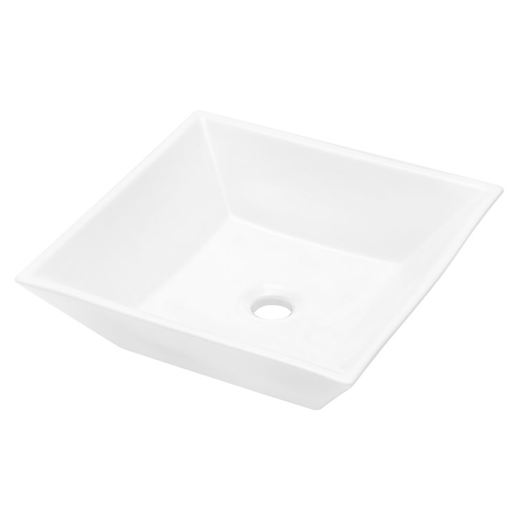 16'' White Ceramic Square Bathroom Vessel Sink