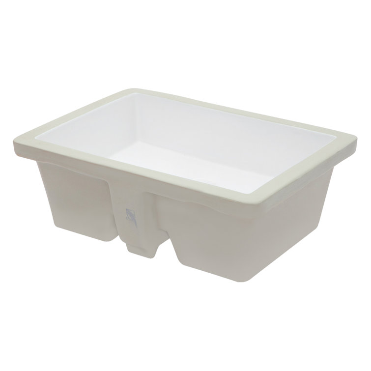 Hewei 14'' White Ceramic Rectangular Undermount Bathroom Sink