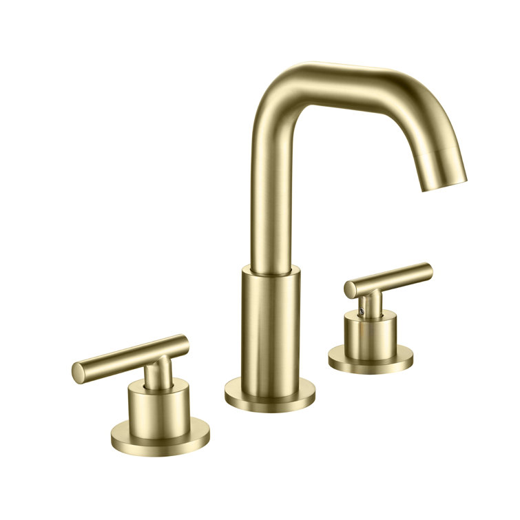 Brushed Gold Solid Brass Widespread Bathroom Faucet
