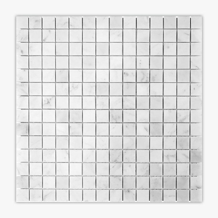 White Carrara Polished Marble 1x1 Mosaic Tile Sheet