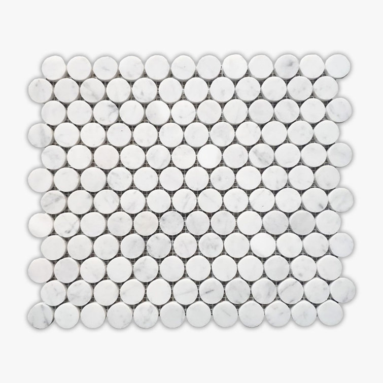 White Carrara Marble Penny Round Mosaic Wall & Floor Tile