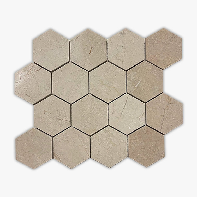 Beige Marble Hexagon Mosaic Wall and Floor Tile Sheet