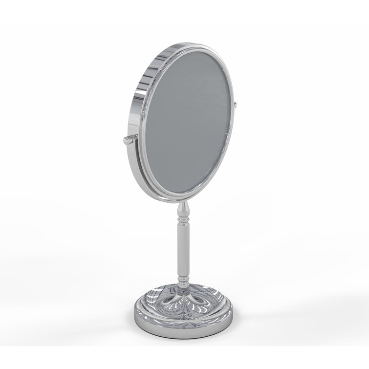 Modern Chrome Countertop Magnifying Makeup Mirror with Recessed Base