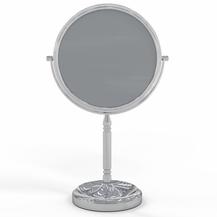 Modern Chrome Countertop Magnifying Makeup Mirror with Recessed Base