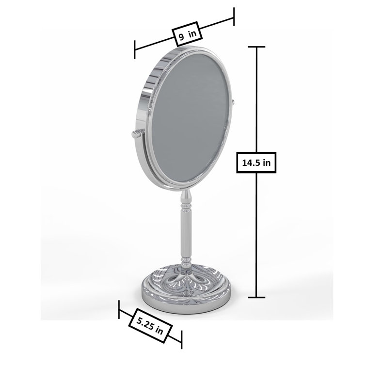 Modern Chrome Countertop Magnifying Makeup Mirror with Recessed Base