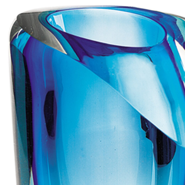 Azure Blue and Clear Murano-Style Glass Bud Vase