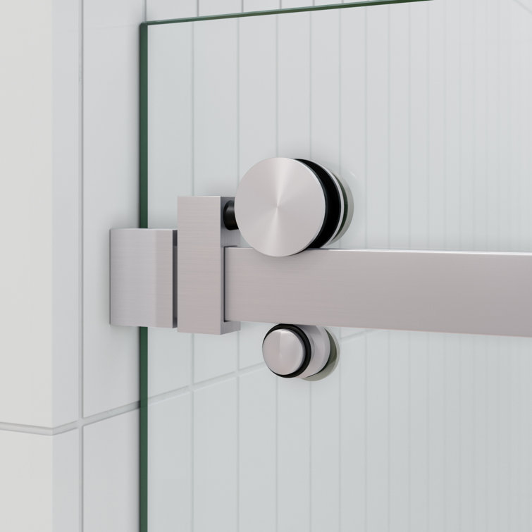 Astro 78" Frameless Glass Sliding Shower Door with Nickel Finish