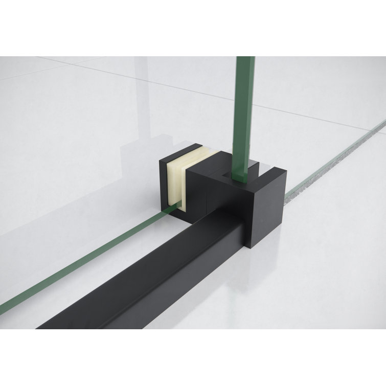 Astro Frameless Sliding Bathtub Door in Matte Black with Tempered Glass