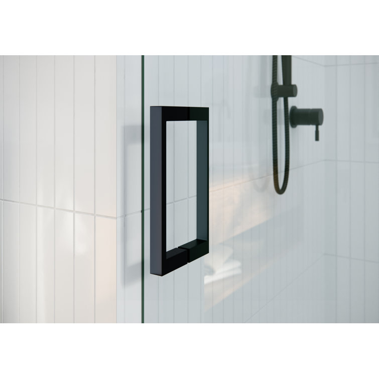 Astro Frameless Sliding Bathtub Door in Matte Black with Tempered Glass