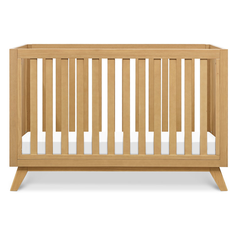 Honey Wood 3-in-1 Convertible Crib with Flared Legs