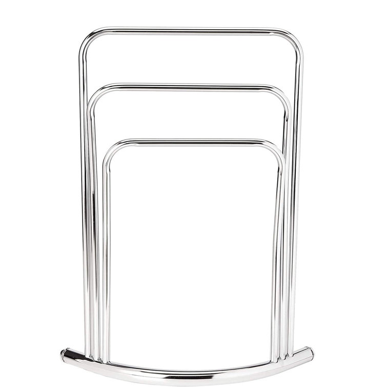 Chrome 3-Bar Free Standing Towel Rack Stand