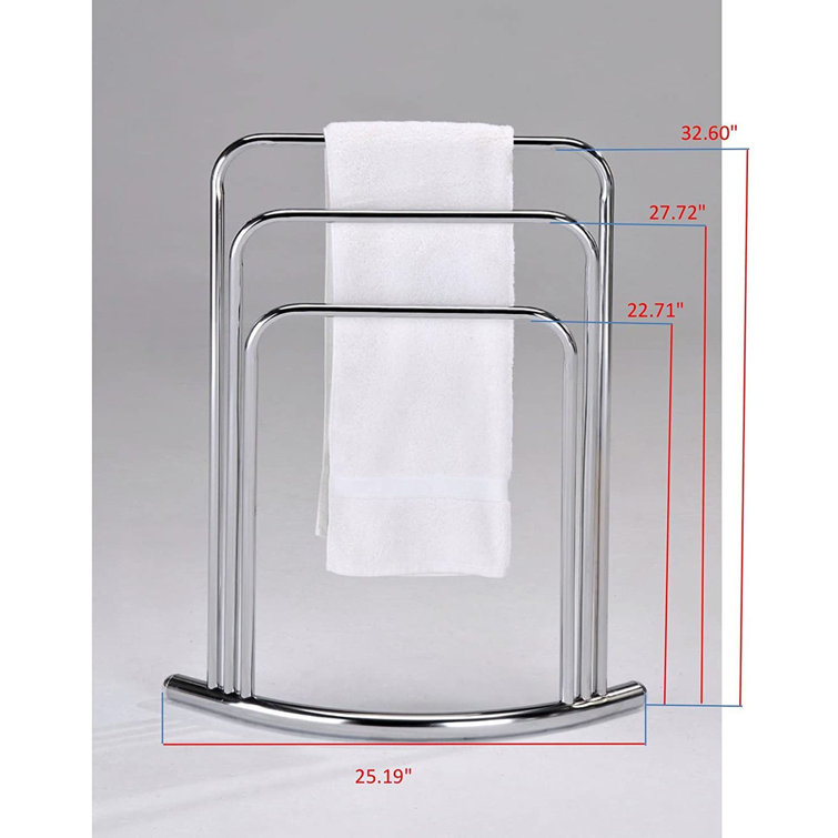 Chrome 3-Bar Free Standing Towel Rack Stand