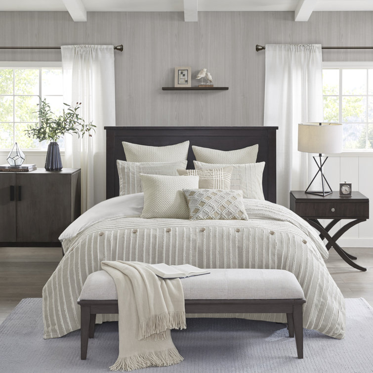 Ivory Queen Cotton Jacquard Down Alternative Bedspread Set