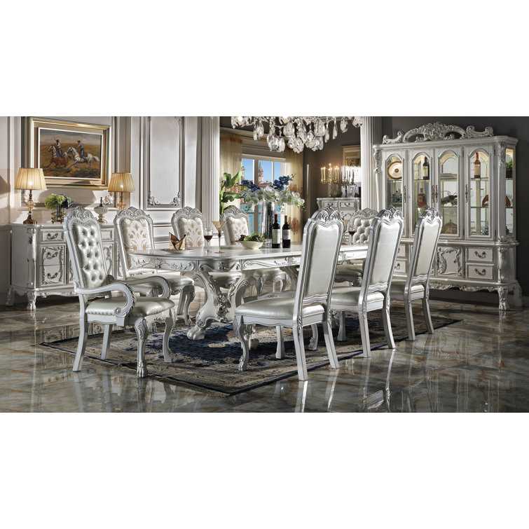 Elegant Dresden 108-inch Bone White Extendable Dining Table