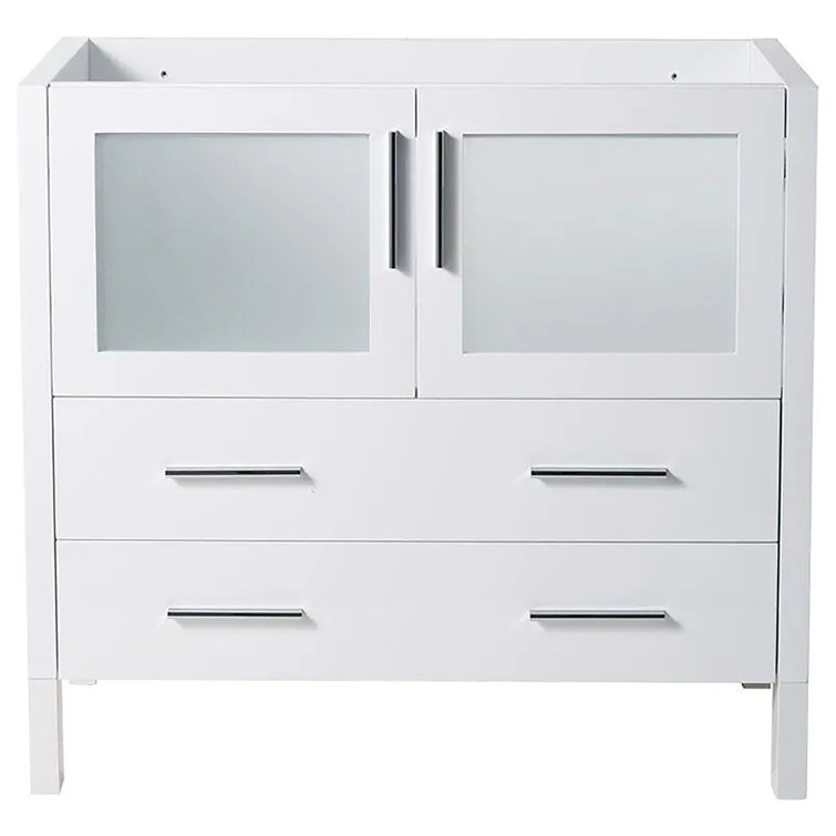 White Engineered Wood Freestanding Modern Bathroom Vanity Base