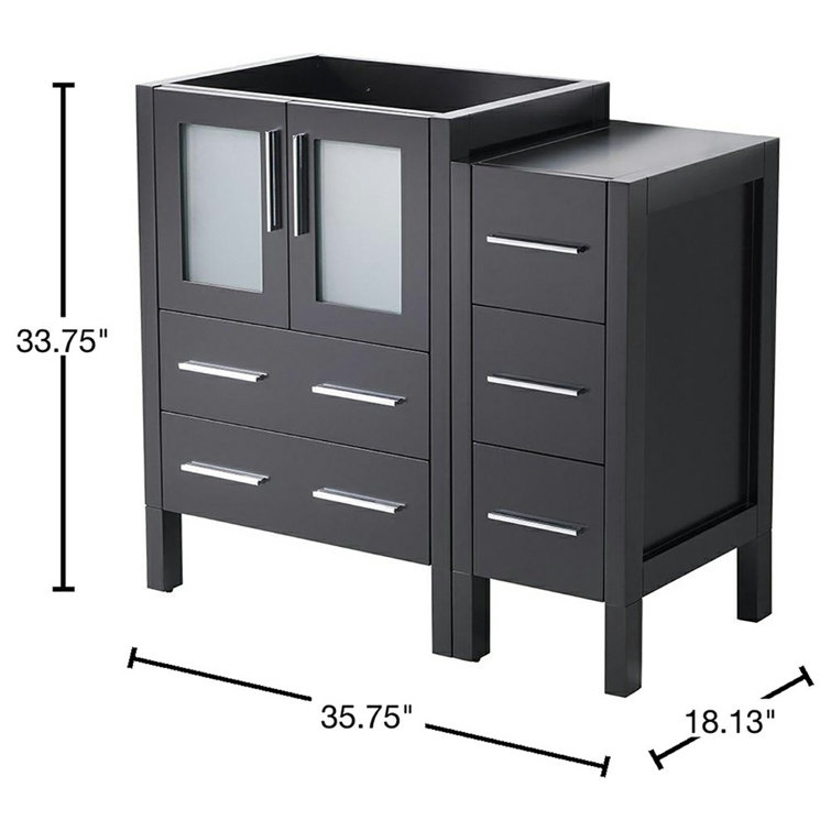 Espresso Engineered Wood Modern Freestanding Bathroom Vanity Base