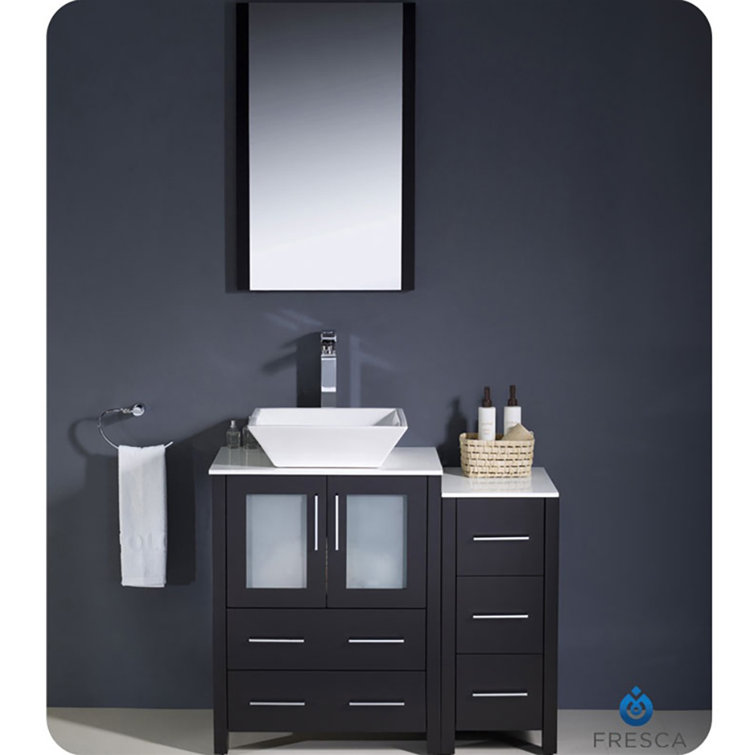 Espresso Engineered Wood Modern Freestanding Bathroom Vanity Base
