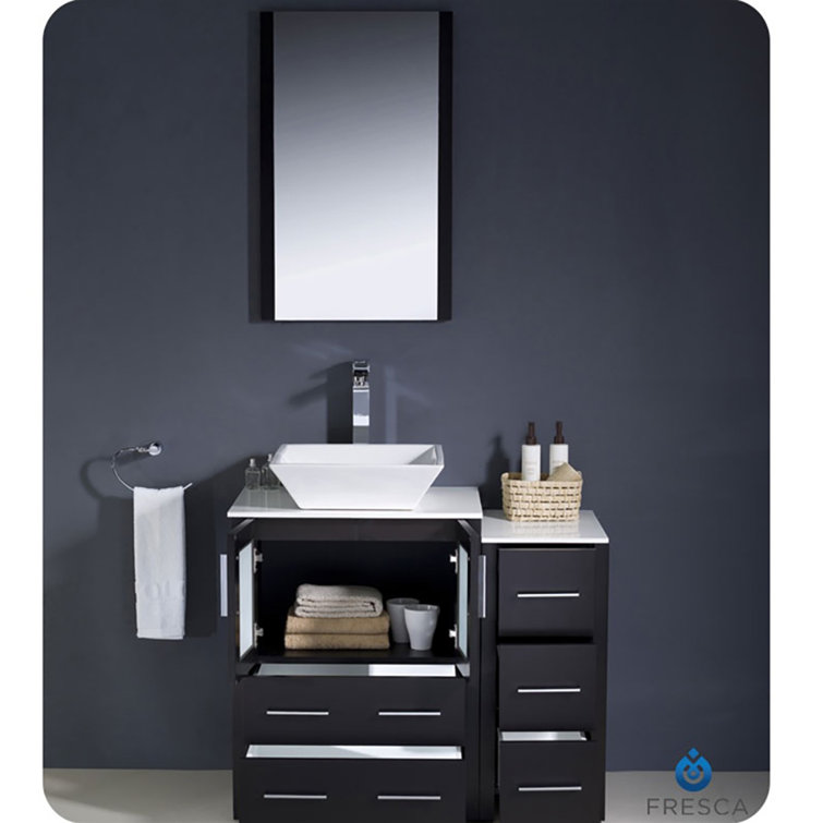 Espresso Engineered Wood Modern Freestanding Bathroom Vanity Base