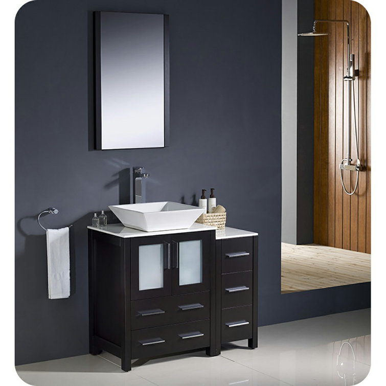 Espresso Engineered Wood Modern Freestanding Bathroom Vanity Base
