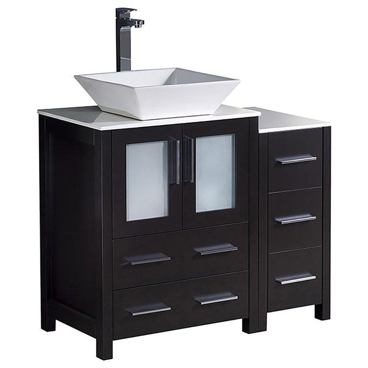 Espresso Engineered Wood Modern Freestanding Bathroom Vanity Base
