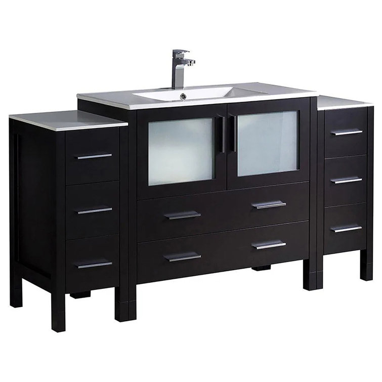 Espresso Engineered Wood Modern Freestanding Bathroom Vanity Base
