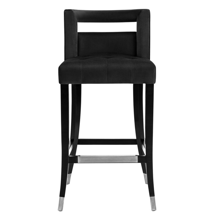 Black Velvet and Metal 34'' Contemporary Counter Stool