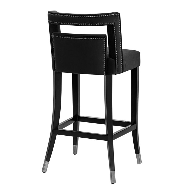 Black Velvet and Metal 34'' Contemporary Counter Stool