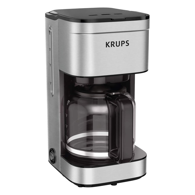 KRUPS 10-Cup Silver and Black Stainless Steel Coffee Maker
