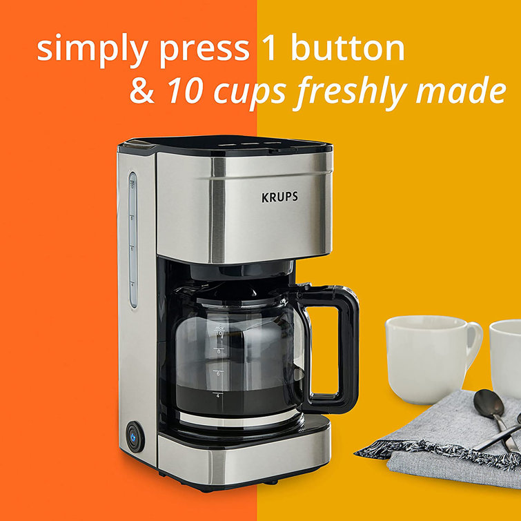 KRUPS 10-Cup Silver and Black Stainless Steel Coffee Maker