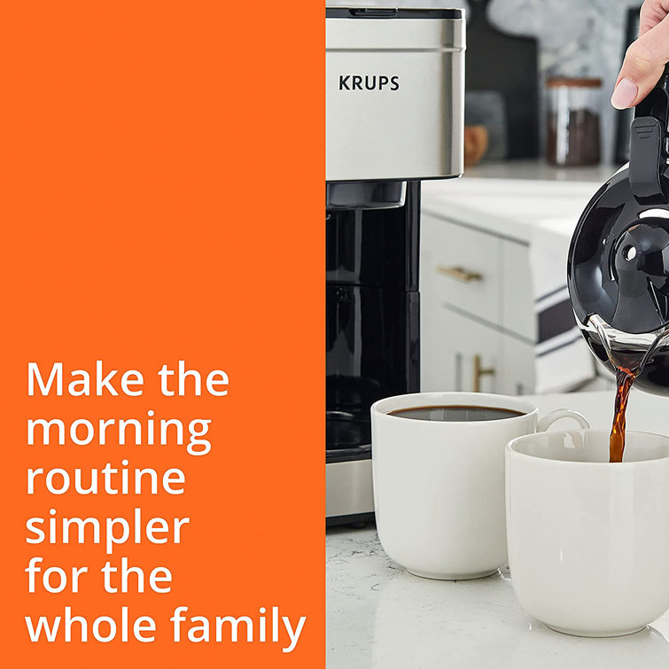 KRUPS 10-Cup Silver and Black Stainless Steel Coffee Maker