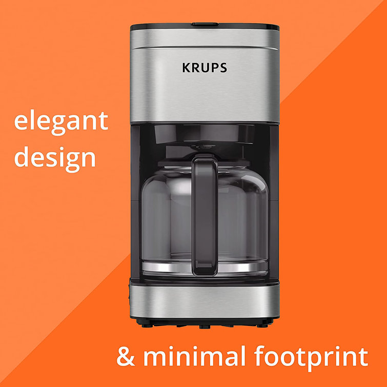 KRUPS 10-Cup Silver and Black Stainless Steel Coffee Maker