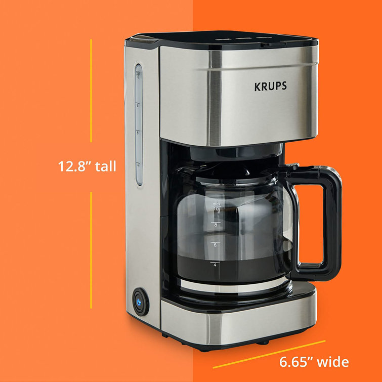 KRUPS 10-Cup Silver and Black Stainless Steel Coffee Maker