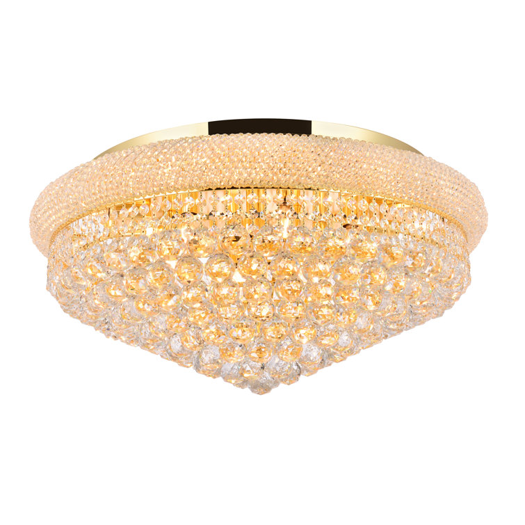 Elegant Primo Gold 15-Light Flush Mount with Royal Cut Crystal