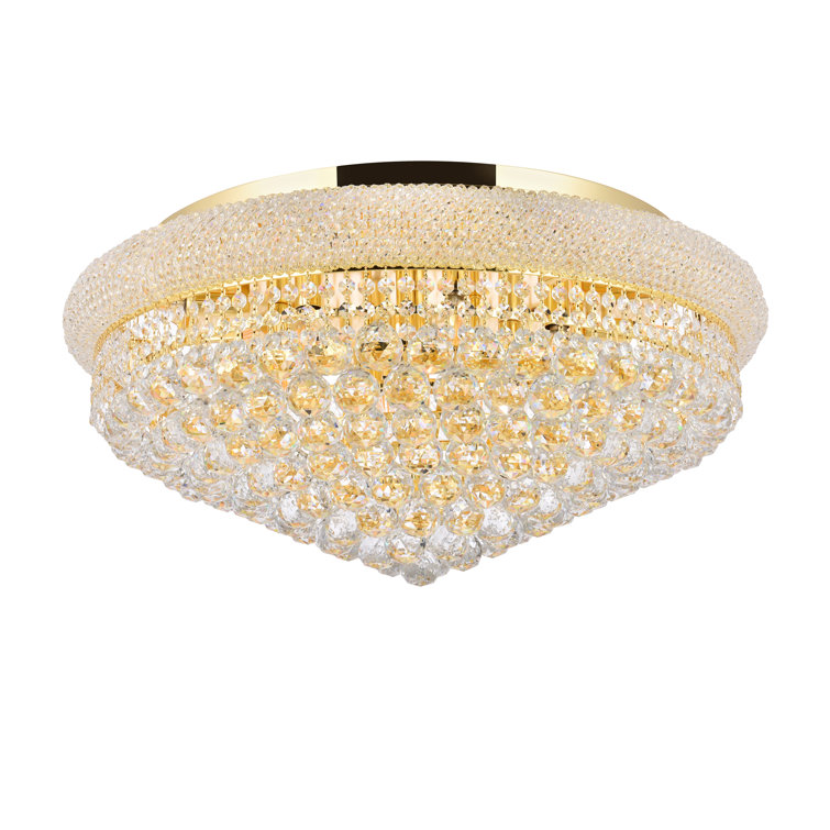 Elegant Primo Gold 15-Light Flush Mount with Royal Cut Crystal