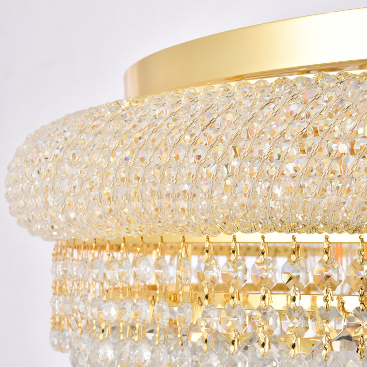 Elegant Primo Gold 15-Light Flush Mount with Royal Cut Crystal