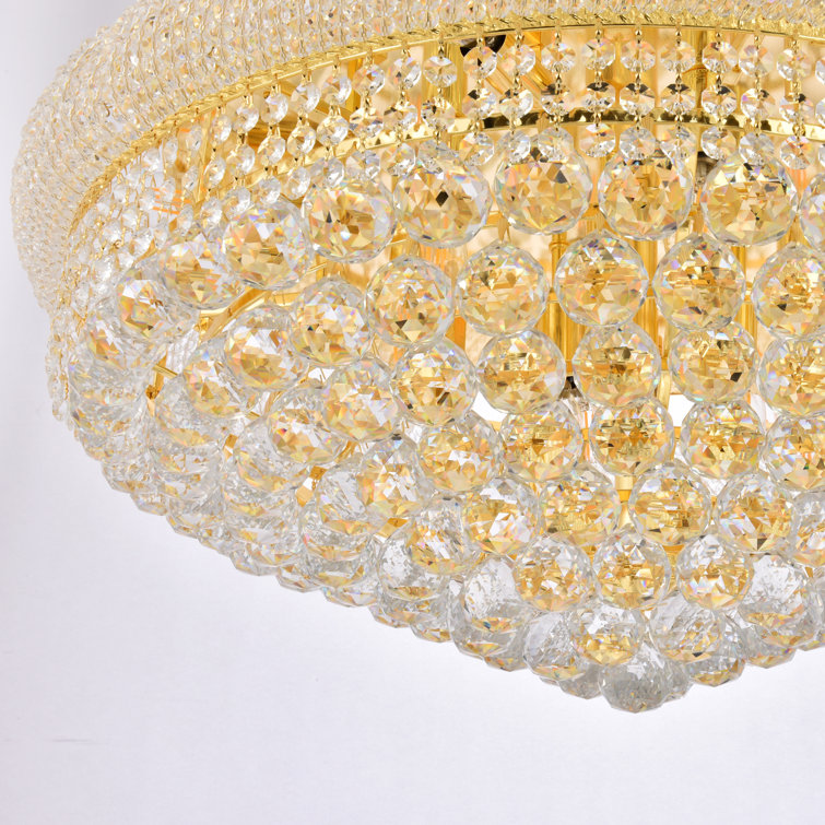 Elegant Primo Gold 15-Light Flush Mount with Royal Cut Crystal