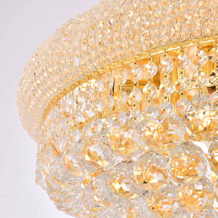 Elegant Primo Gold 15-Light Flush Mount with Royal Cut Crystal