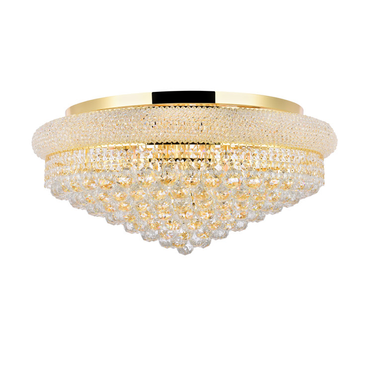 Elegant Primo Gold 15-Light Flush Mount with Royal Cut Crystal