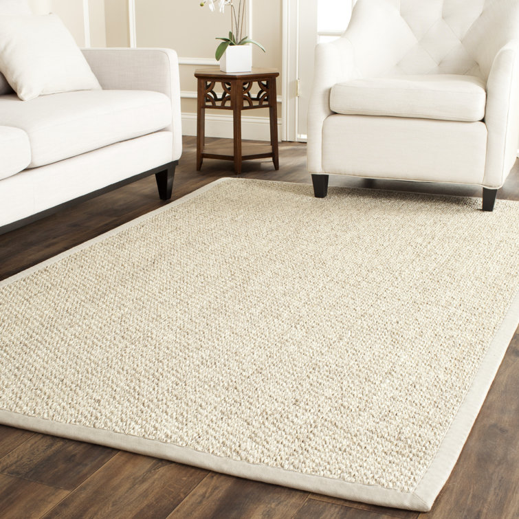 Handmade Ivory Diamond Trellis Wool and Cotton Rug