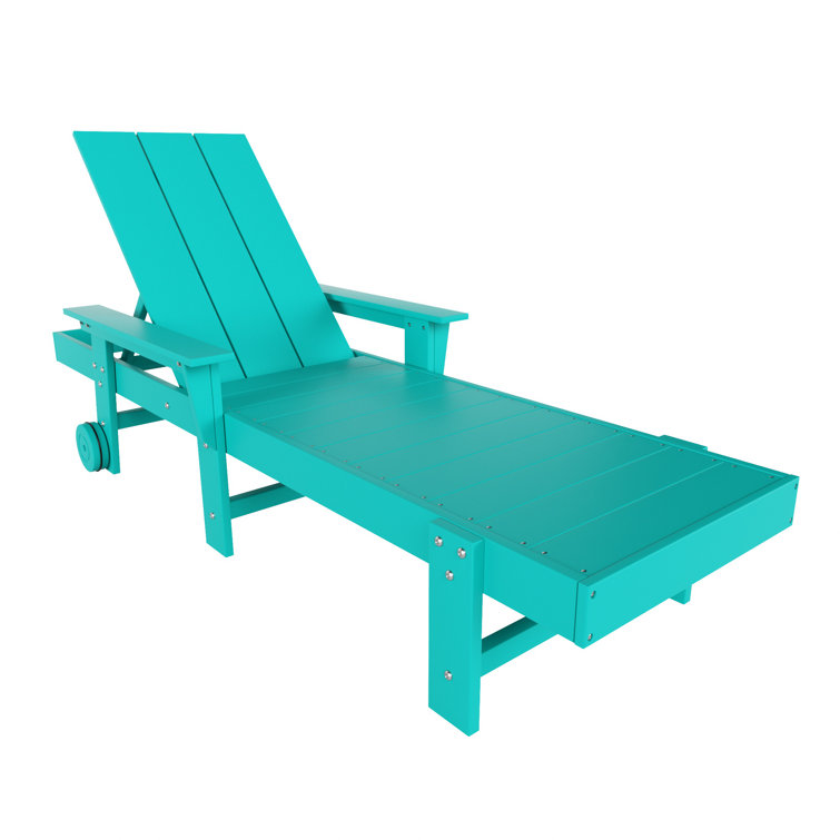 Turquoise Adjustable All-Weather Poly Outdoor Chaise Lounge