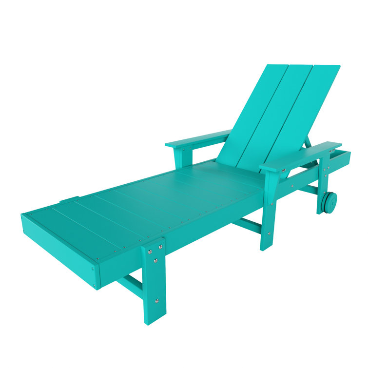 Turquoise Adjustable All-Weather Poly Outdoor Chaise Lounge