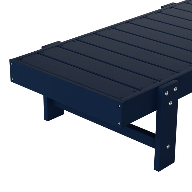 Navy Blue Eco-Friendly Adjustable Outdoor Chaise Lounge with Arms and Wheels
