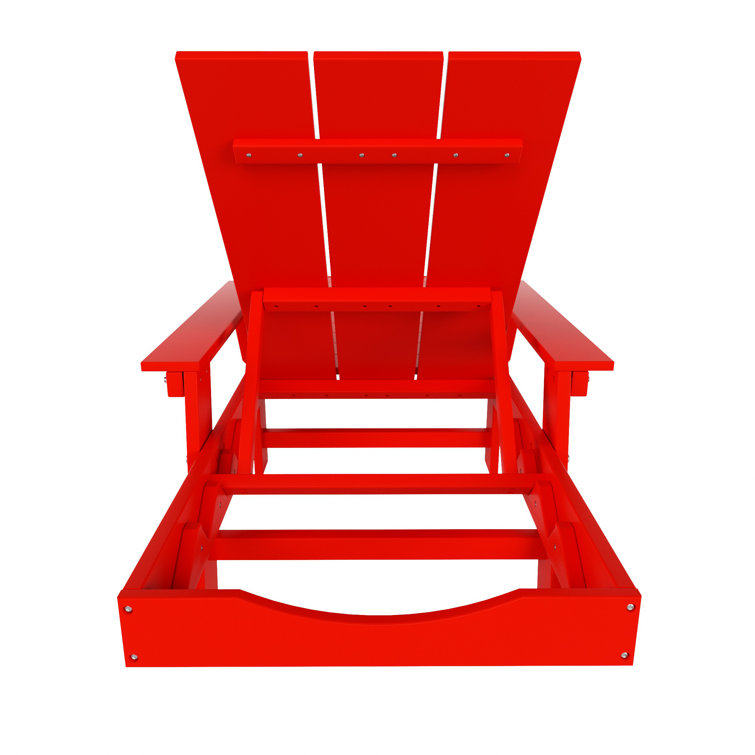 Red Poly All-Weather Chaise Lounge Set with Arms and Wheels