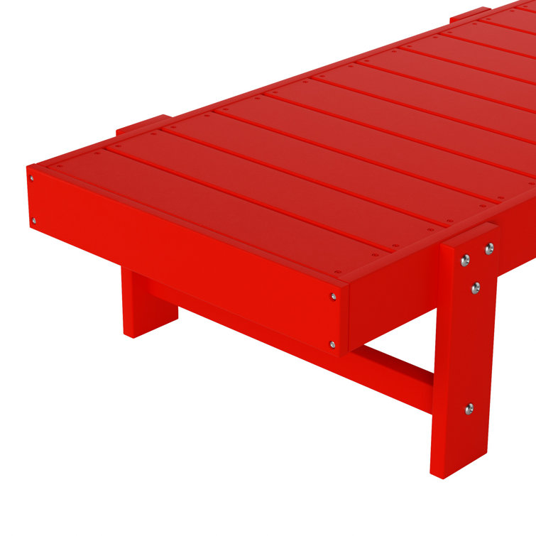 Red Poly All-Weather Chaise Lounge Set with Arms and Wheels
